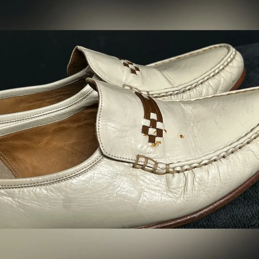 BARKER Men's Beige BIT Leather Loafers Size 8 / 9 / 42-43 26cm Made in England